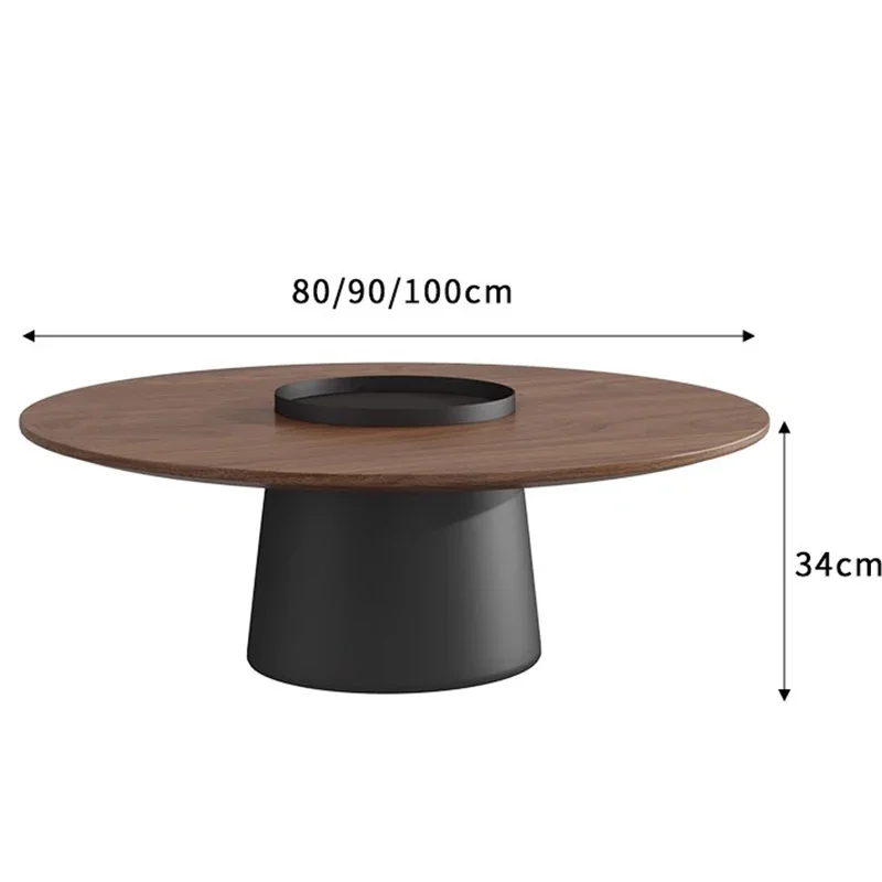 Dimension drawing of the coffee table: 80, 90 or 100 cm across and 34 cm high